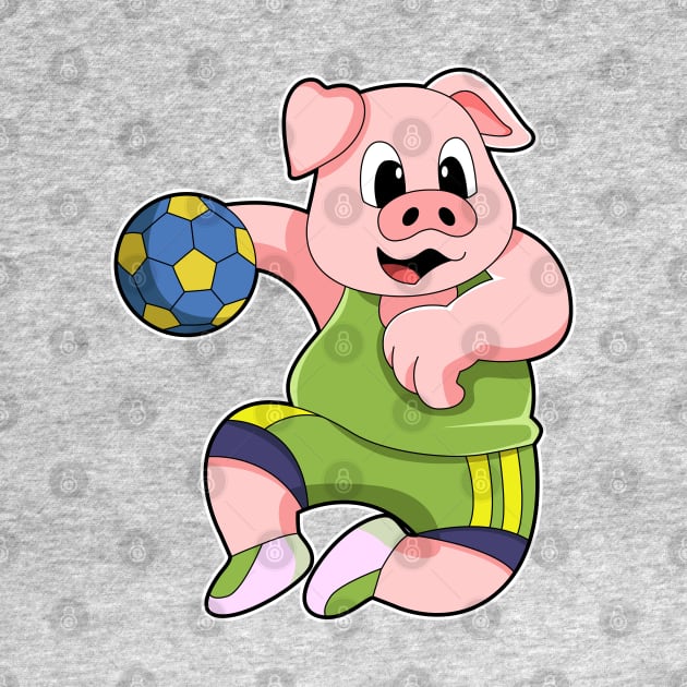 Pig as Handball player with Handball by Markus Schnabel